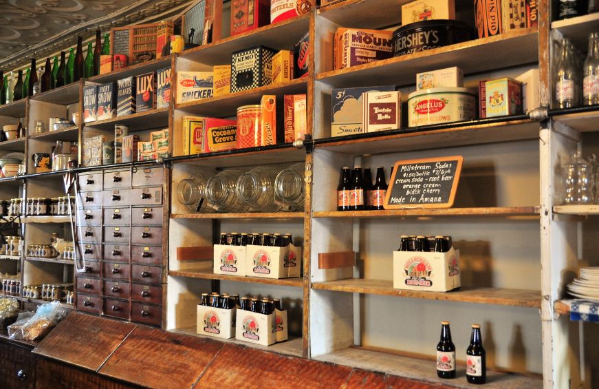 Shelves at High Amana General Store, Amana Colonies