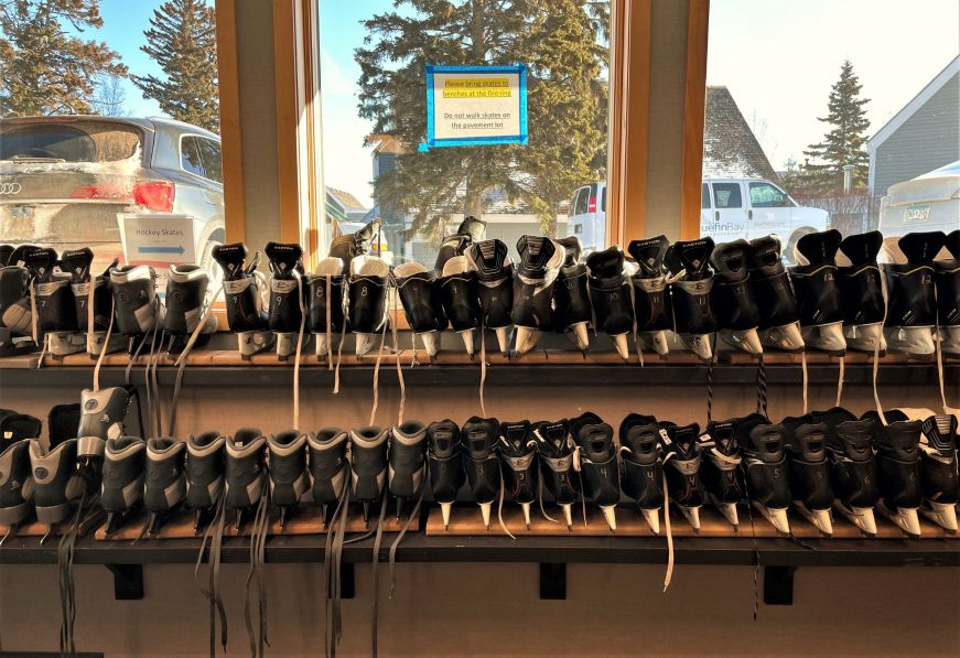 Shelves of ice skates