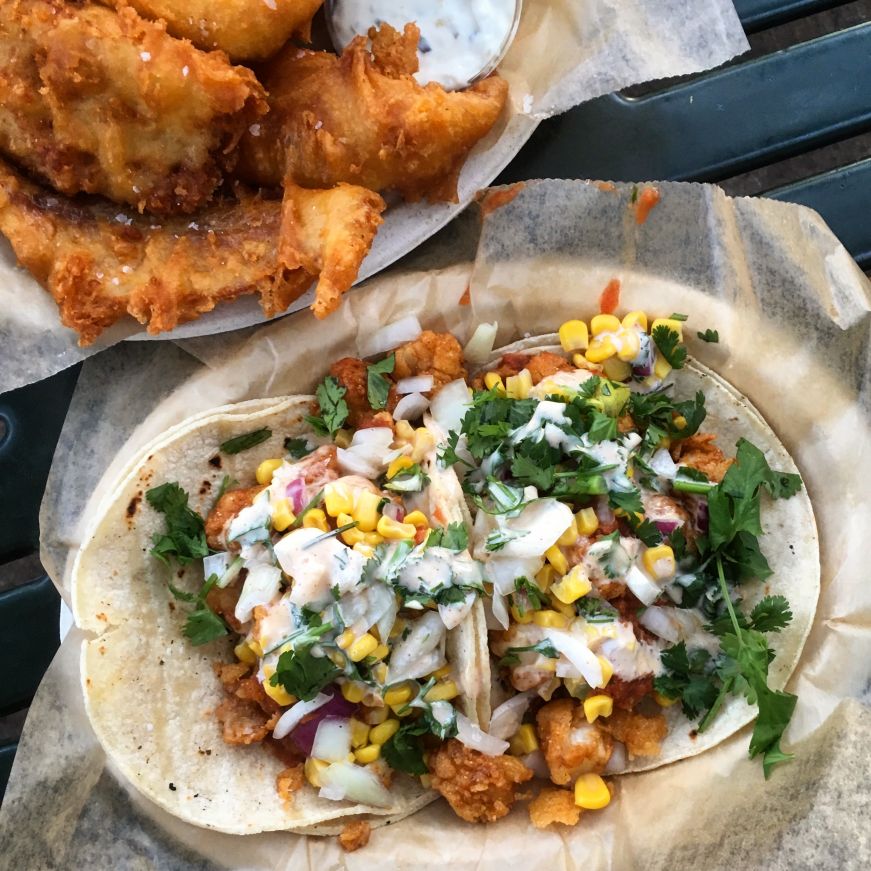 Fried Bay Scallop Tacos and Fish & Chips, Sea Salt Eatery