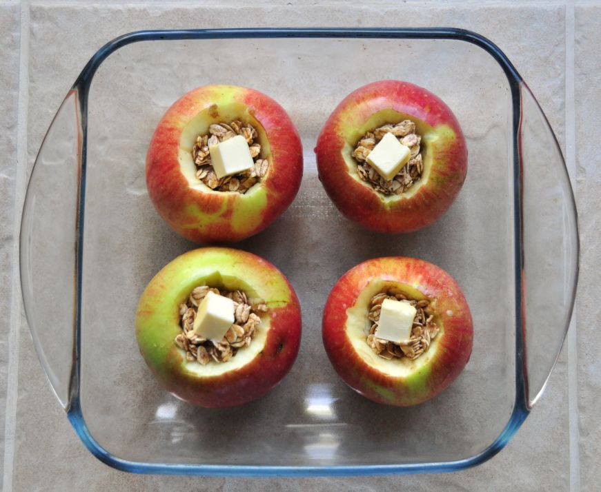 Baked Apples with Oatmeal and Brown Sugar Before Baking