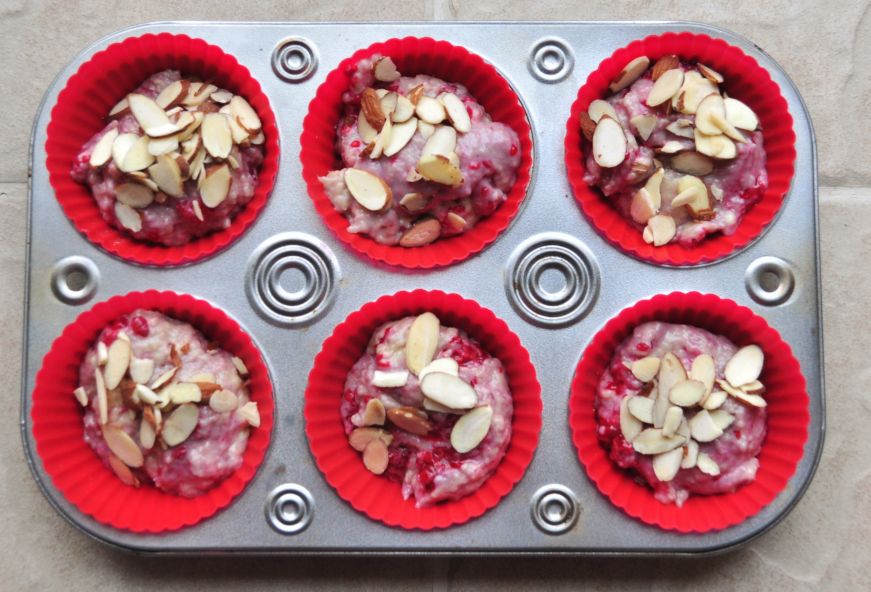 Raspberry Almond Muffins Before Baking