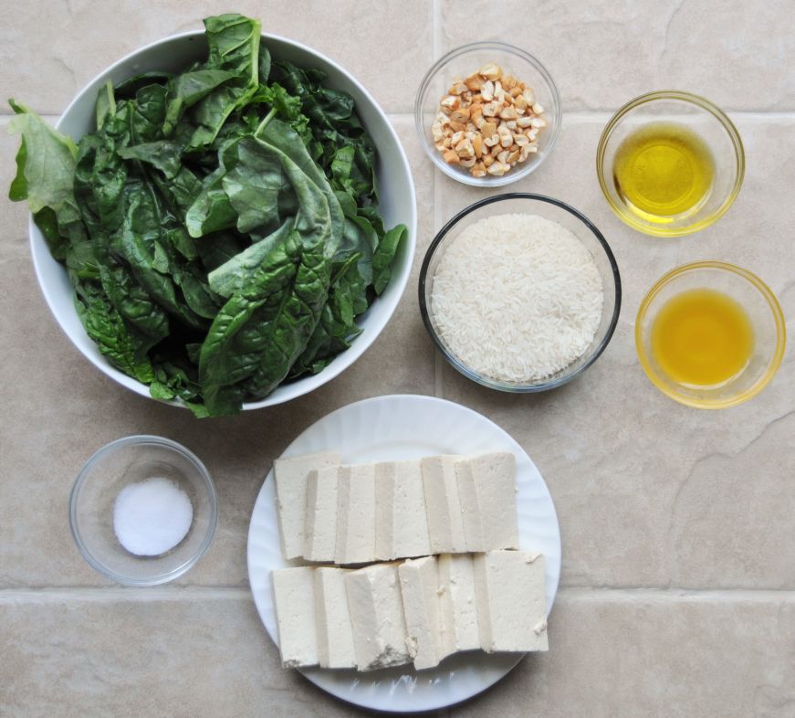 Seared Tofu with Mango Spinach Ingredients
