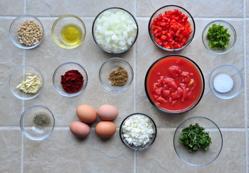 Shakshuka with Feta and Pine Nuts