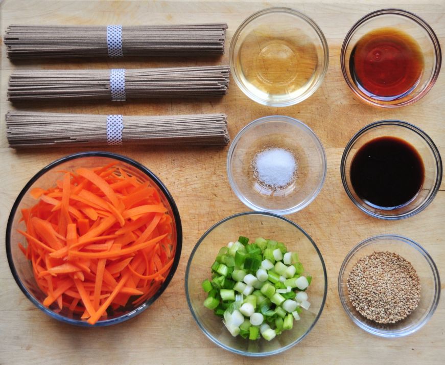 Soba, Sesame, and Carrot Salad Ingredients