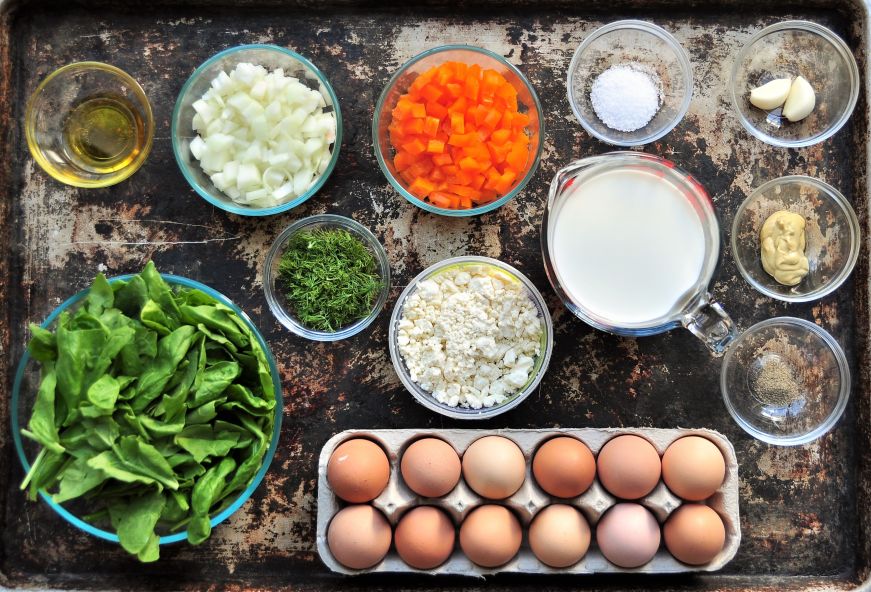 Spinach and Feta Egg Bake Ingredients