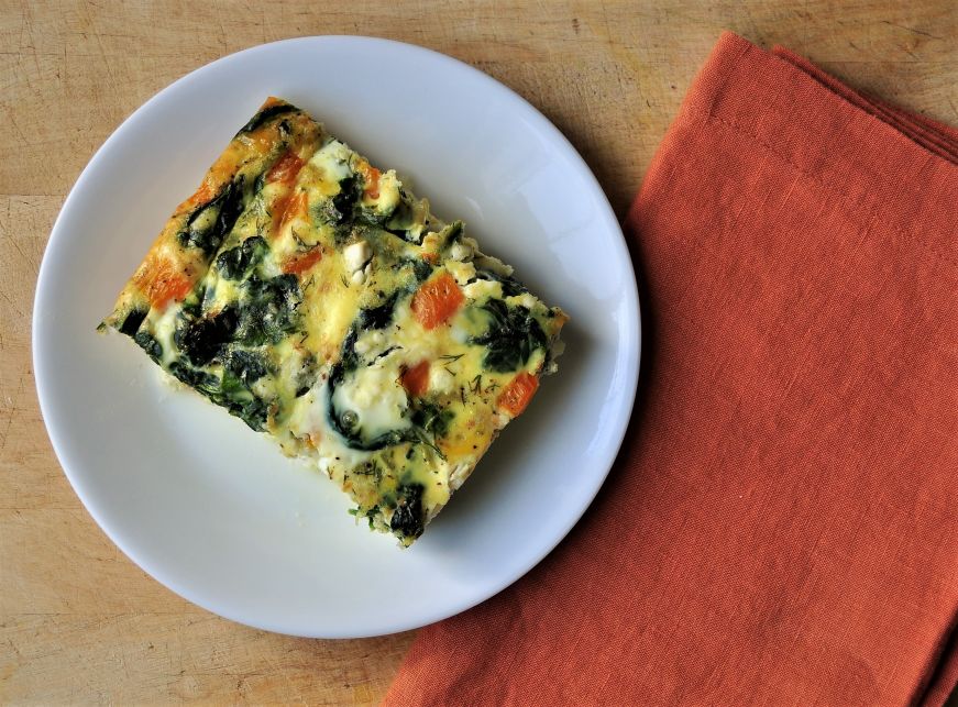 Spinach and Feta Egg Bake single piece