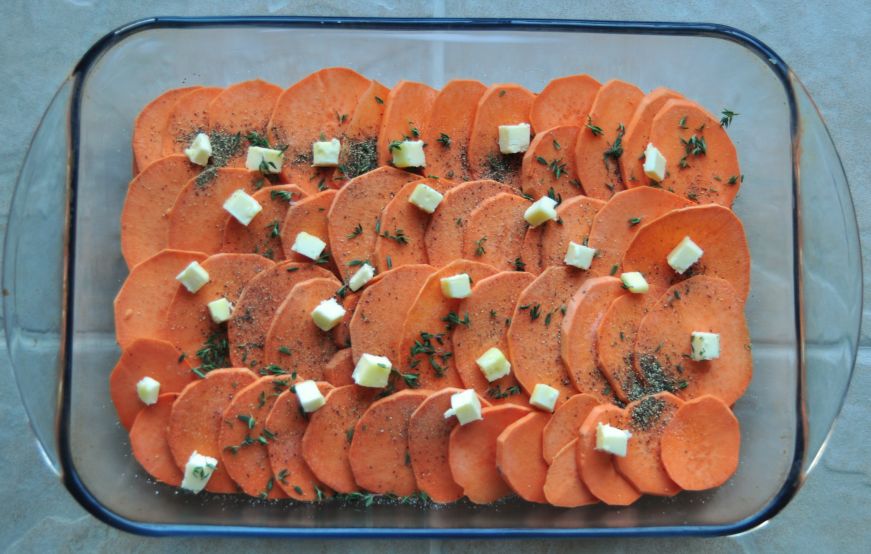 Sweet Potato Gratin Before Baking