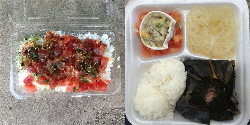 Poke Bento and Laulau Plate Lunch, Koloa Fish Market