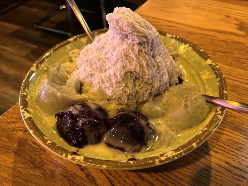 Hello Taro, L2 at Tii Cup, Minneapolis Shaved ice with taro pudding and condensed milk