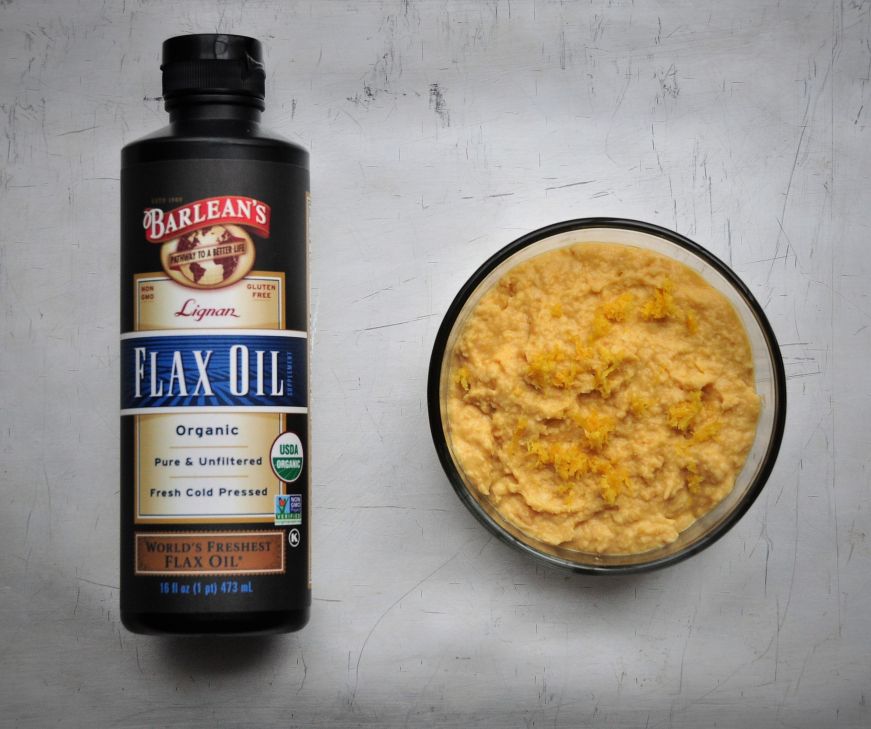 Lemon Flax Hummus with flax oil