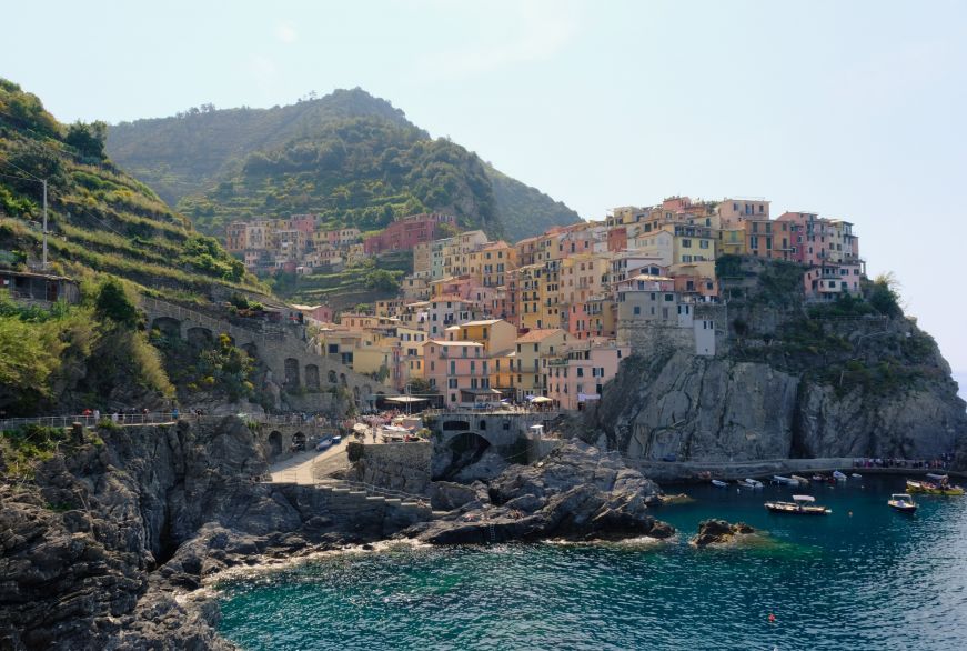 Colorful seaside village on a rocky cliff