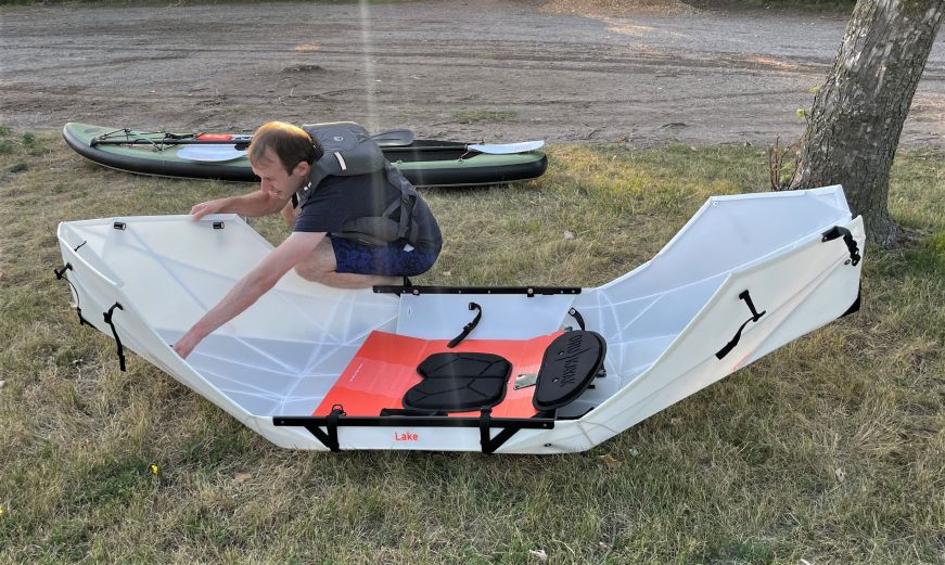 Mike assembling Oru Lake Kayak