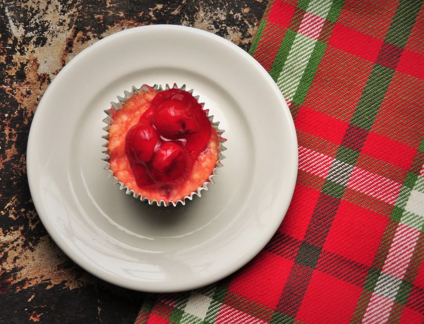 Mini Cherry Cheesecake top view with napkin