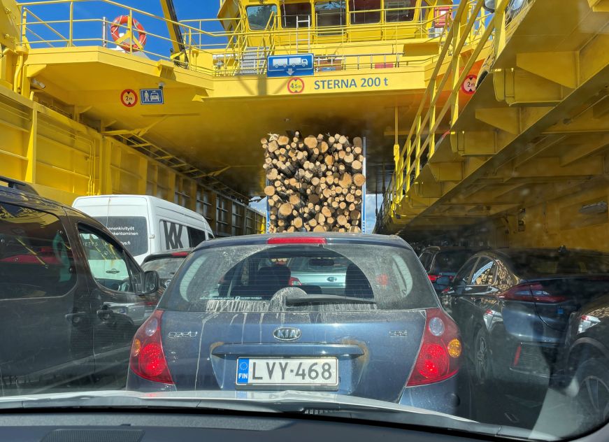 View from a car sitting on ferry