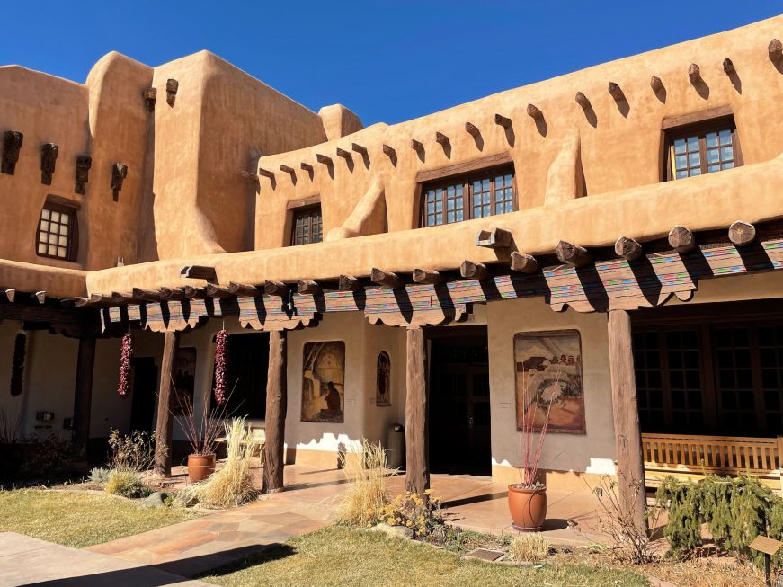 Pueblo Revival style museum courtyard