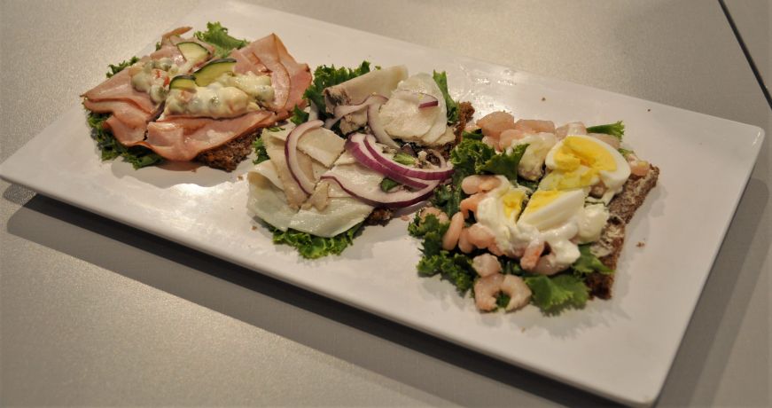 Smorgasbord open faced sandwiches, The Danish Table, Elk Horn, Iowa