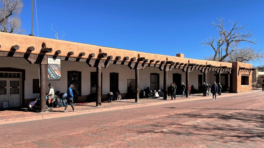 Long one-story adobe building