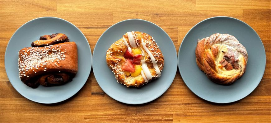 Top down view of three pastries