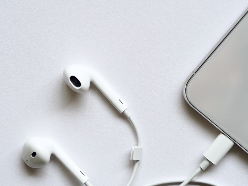 Smartphone with earbuds Smartphone with earbuds