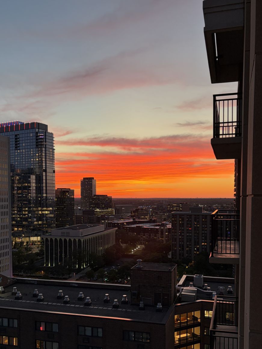 View of skyline and sunset