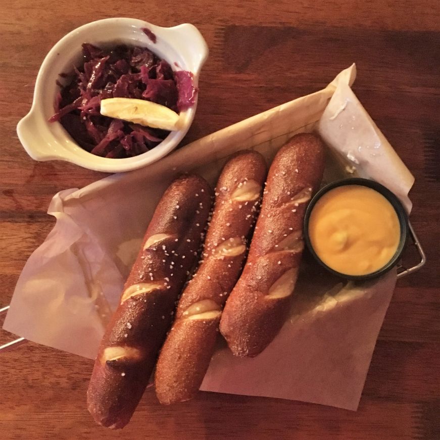 Red cabbage and pretzels, Würst Bier Hall, Fargo