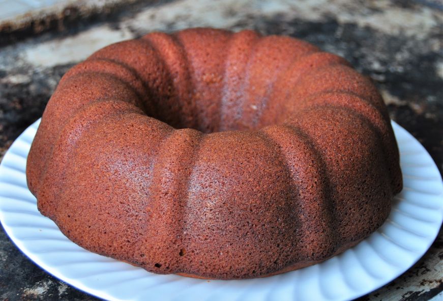 Pumpkin Bundt Cake before glazing