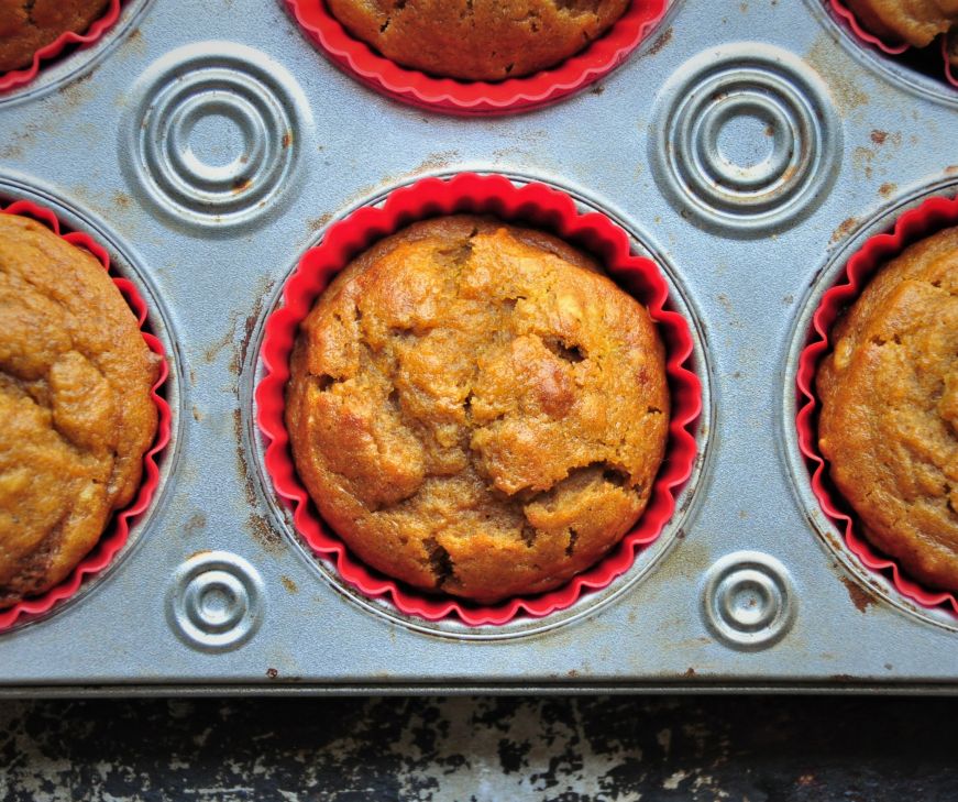 Pumpkin muffins in tin