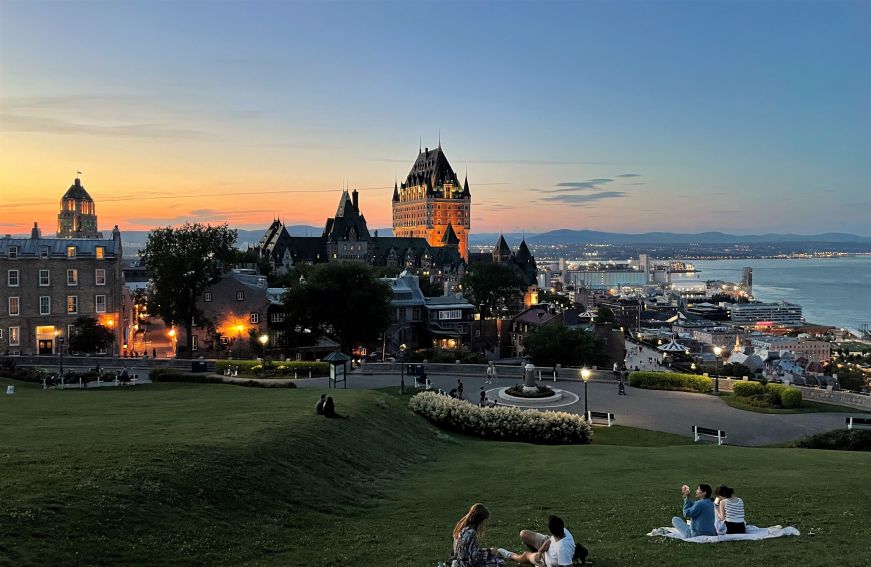 Chateau Frontenac and Old Quebec at sunset