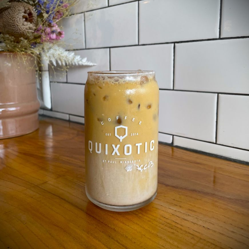 Pumpkin cream cold brew, Quixotic Coffee Glass of cold brew topped with cream