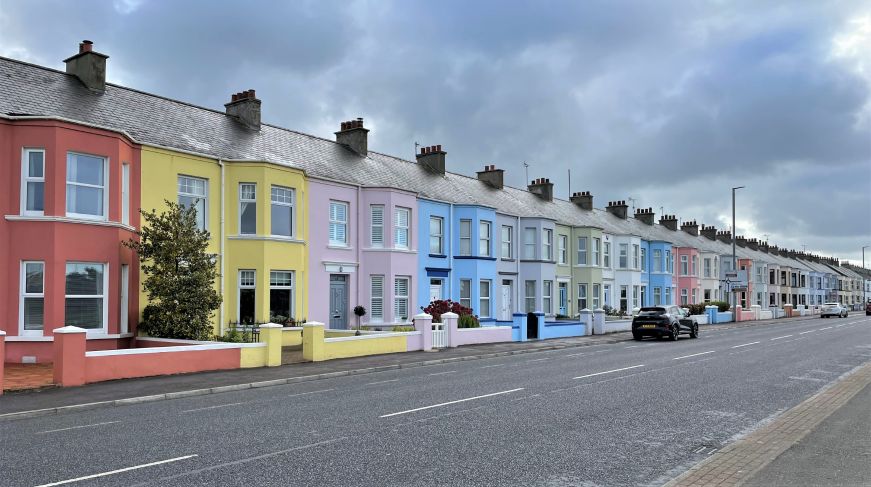 Pastel colored row houses