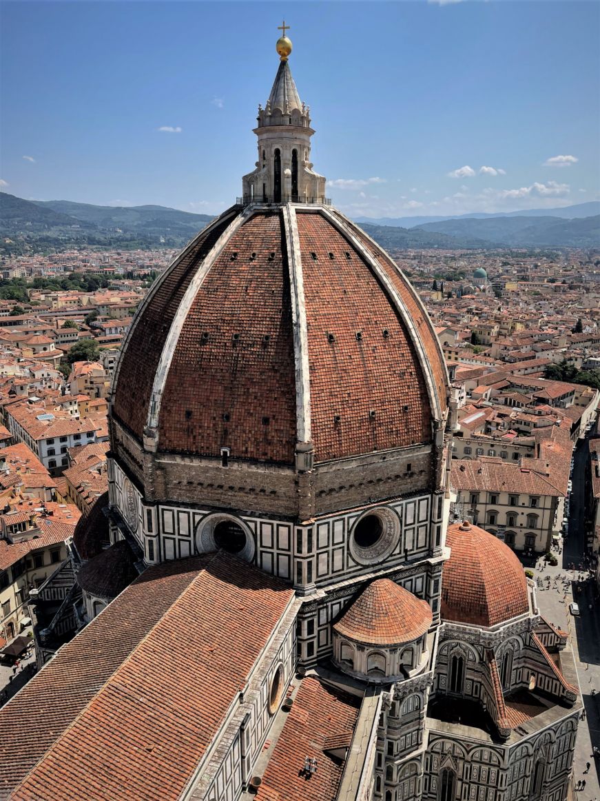 Cathedral dome with city in the background