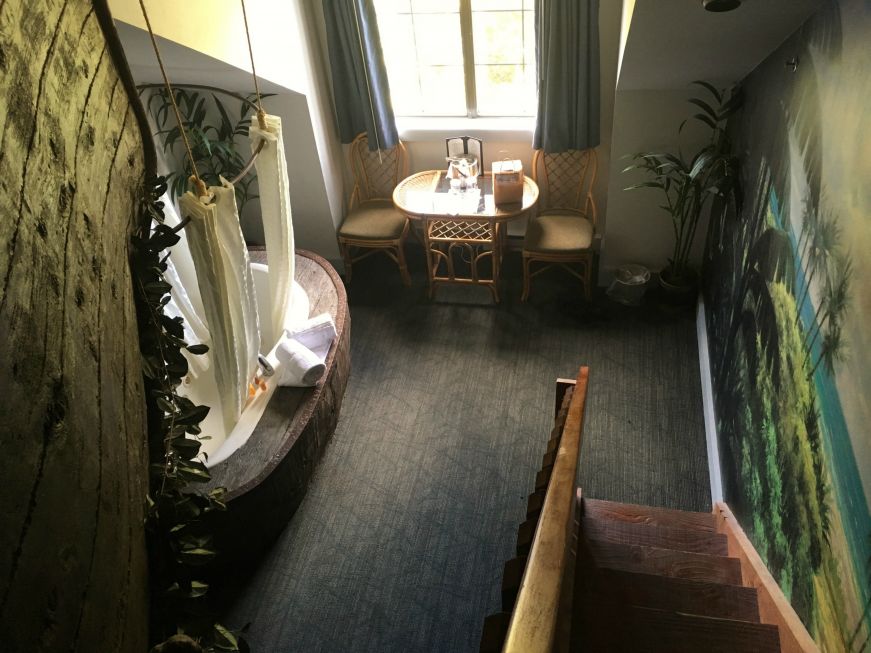 View from top of staircase in Castaway Isle room, Chateau Avalon, Kansas City, Kansas View from top of staircase in Castaway Isle room, Chateau Avalon, Kansas City, Kansas
