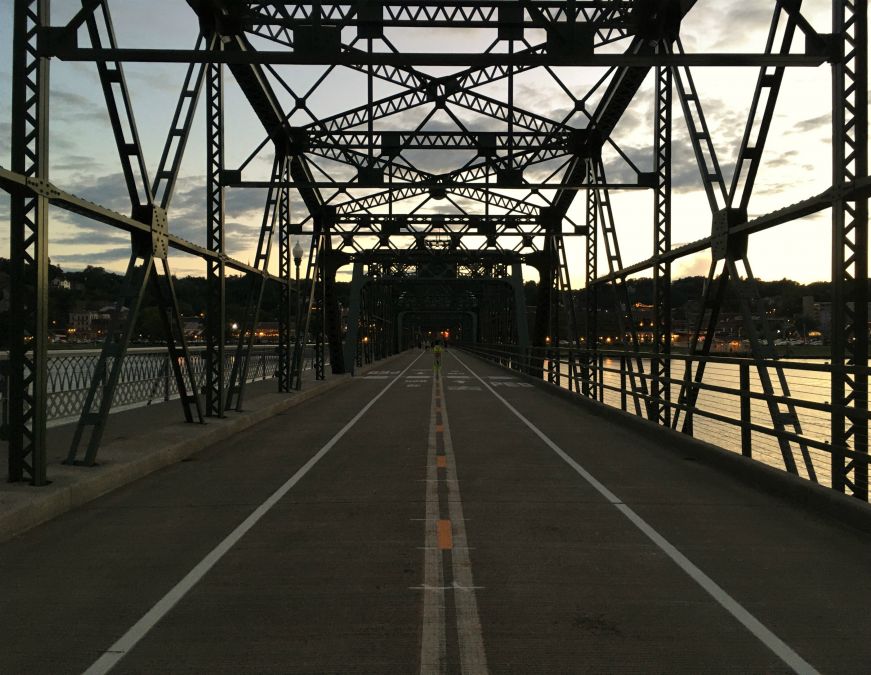Stillwater Lift Bridge View down the center of the Stillwater Lift Bridge at dusk