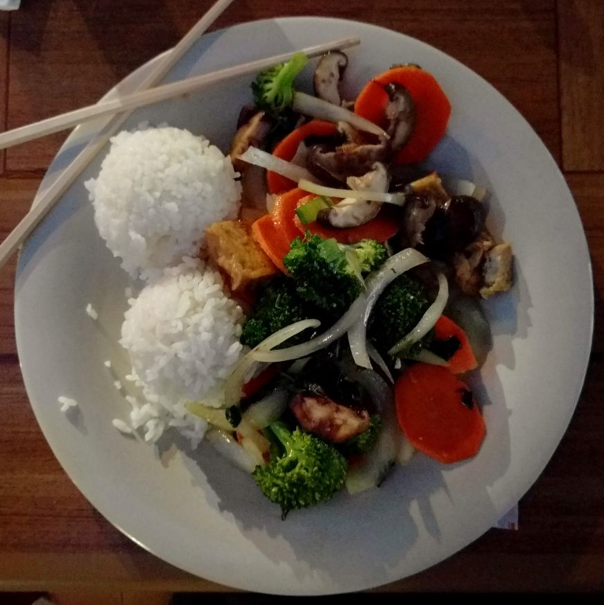 Tofu Stir Fry, Aloha Mixed Plate
