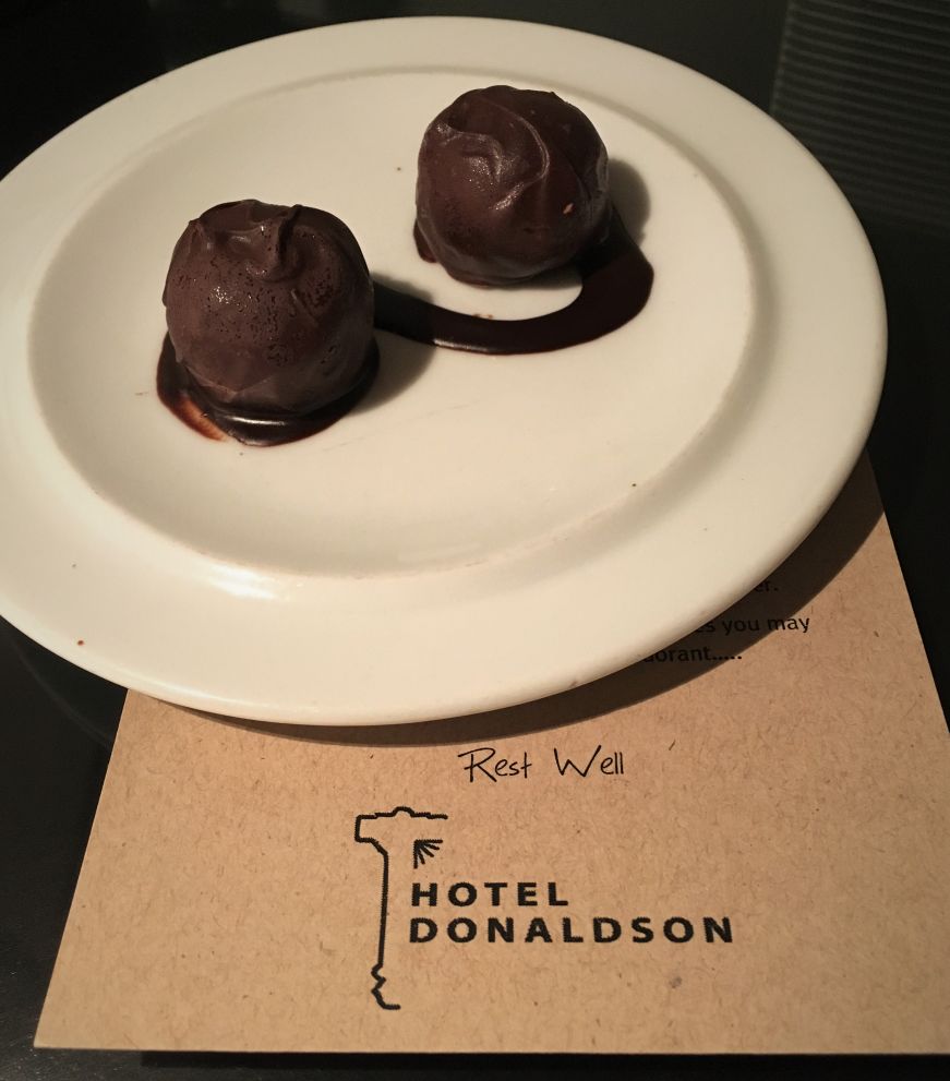 Truffle turndown service at Hotel Donaldson, Fargo