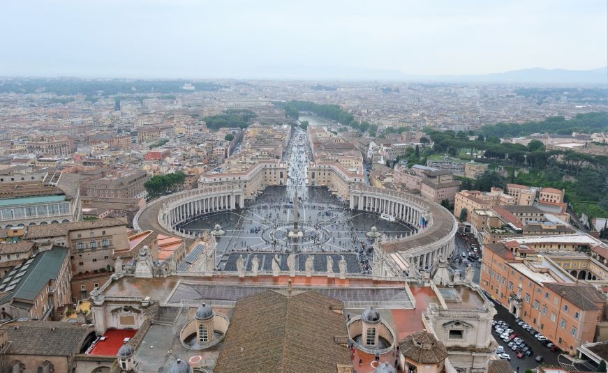 View from the dome of St. Peter's Basilica View of St. Peter's square from the basilica dome