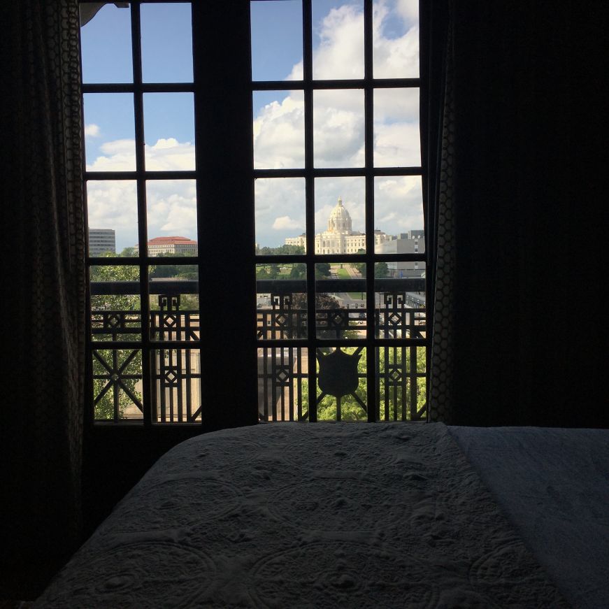 View of Capitol building from hotel room window