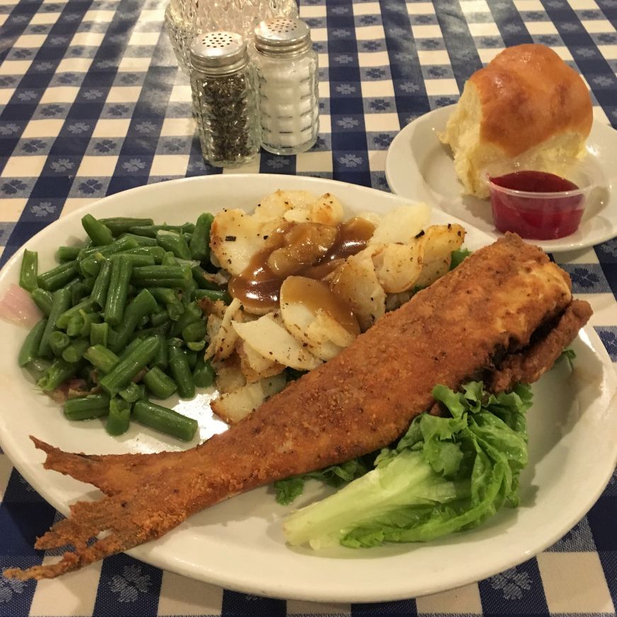 Whole fresh catfish, Ox Yoke Inn, Amana Colonies