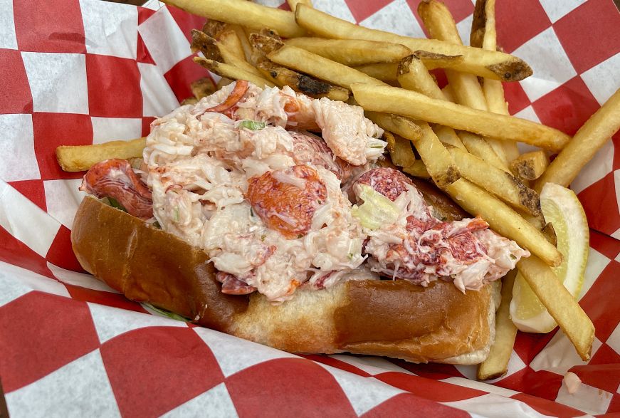 Lobster roll at Yankee Lobster Co. Lobster roll and fries