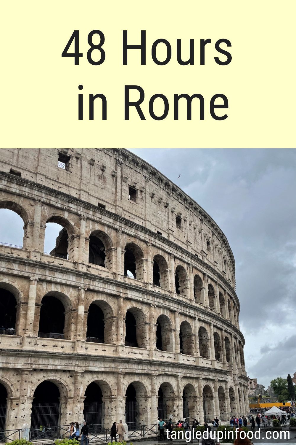 Photo of the Colosseum with text reading "48 Hours in Rome"