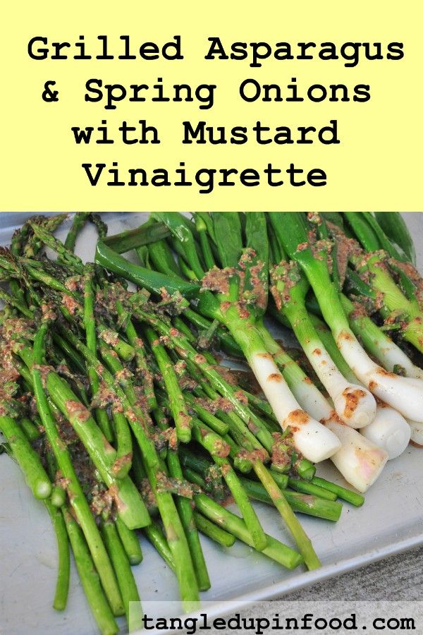 Grilled Asparagus and Spring Onions with Mustard Vinaigrette Pinterest Image