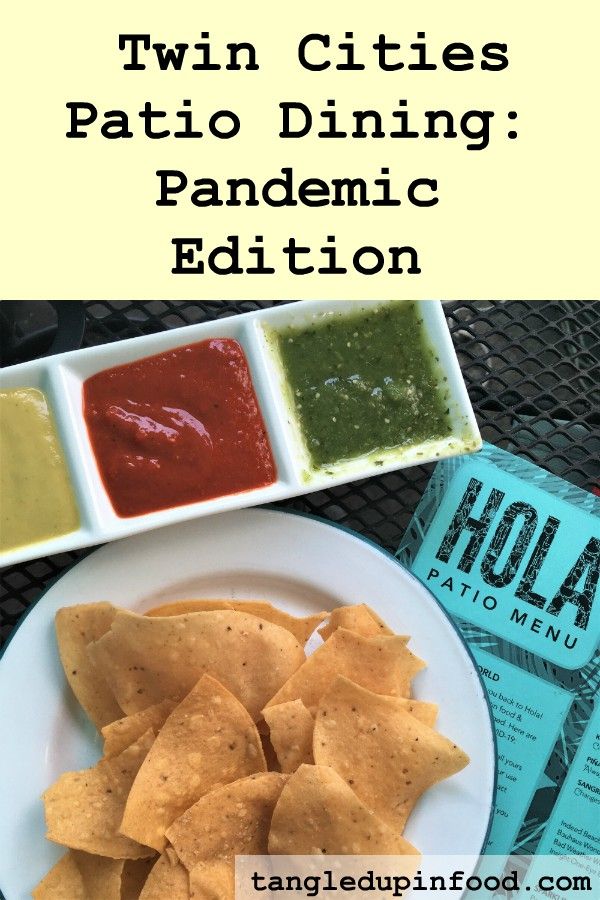 Plate of chips and salsa with text reading "Twin Cities Patio Dining: Pandemic Edition"