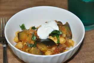 Curried Eggplant with Tomatoes and Basil 