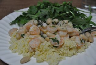 Lemony Shrimp with White Beans and Couscous 