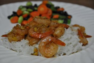 Plumped Ginger-Caramel Shrimp for Two