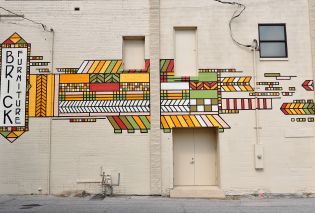 Frank Lloyd Wright inspired mural, Mason City, Iowa