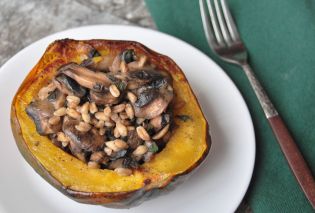 Acorn Squash Stuffed with Farro, Mushrooms, and Sage