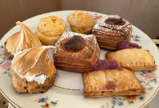China plate with miniature pastries