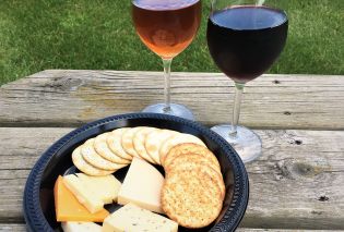 Chateau St. Croix Winery wine glasses and cheese plate