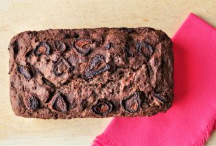 Chocolate Strawberry Bread loaf with napkin